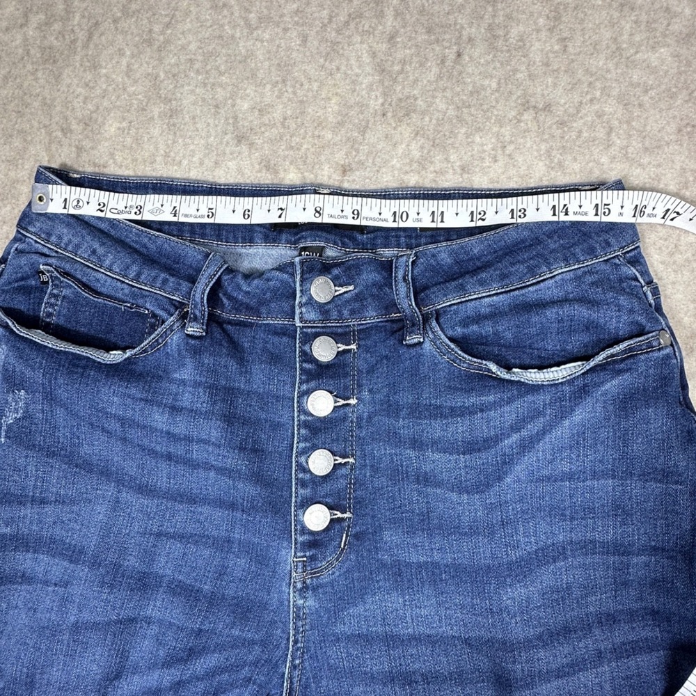 Judy Blue 16W Skinny Jeans Dark Wash‎ Distressed Ripped Button Fly High Rise - Picture 2 of 7